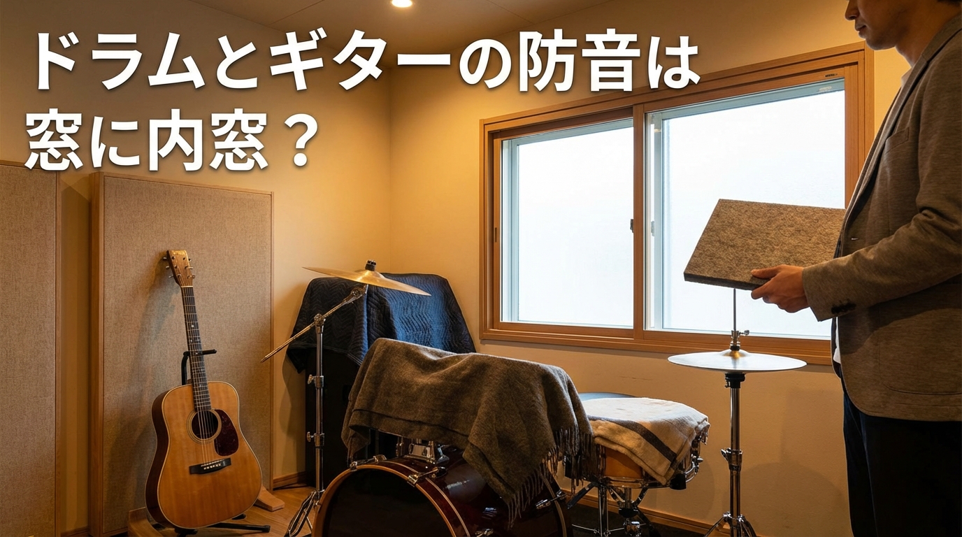 ドラムとギターの防音は窓に内窓？