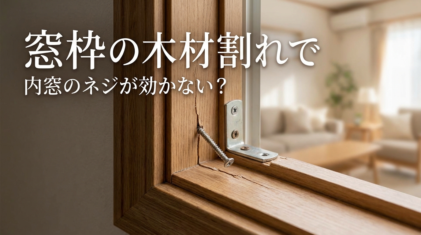 窓枠の木材割れで内窓のネジが効かない？