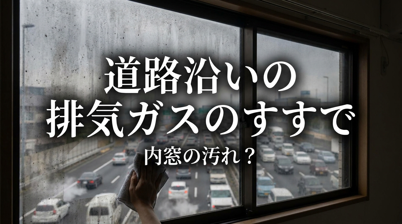 道路沿いの排気ガスのすすで内窓の汚れ？