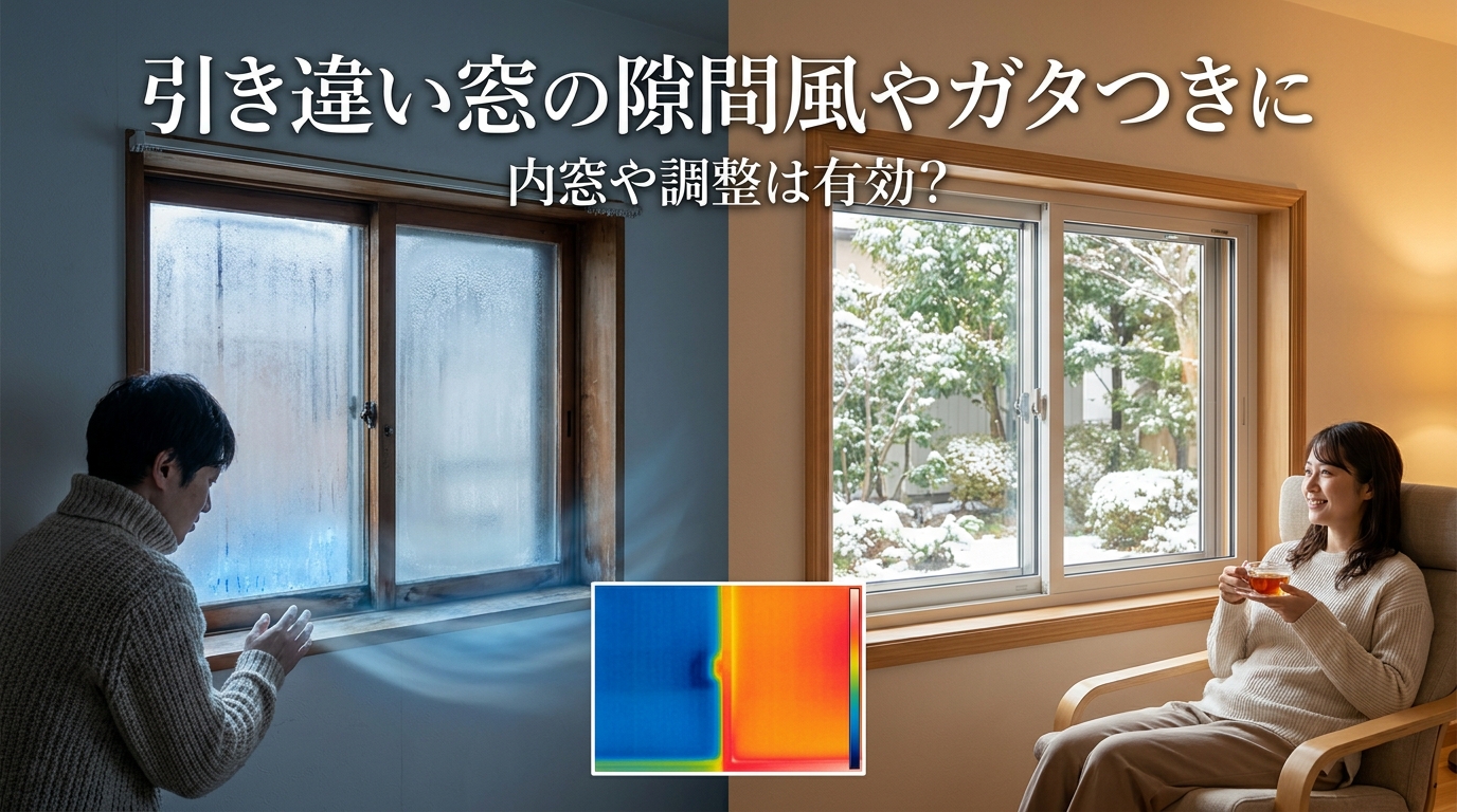 引き違い窓の隙間風やガタつきに内窓や調整は有効？