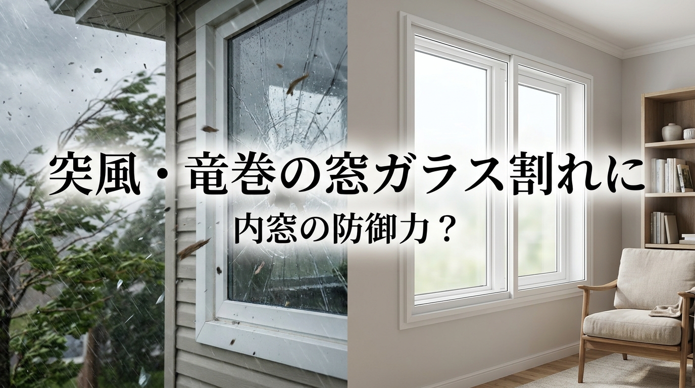 突風・竜巻の窓ガラス割れに内窓の防御力？