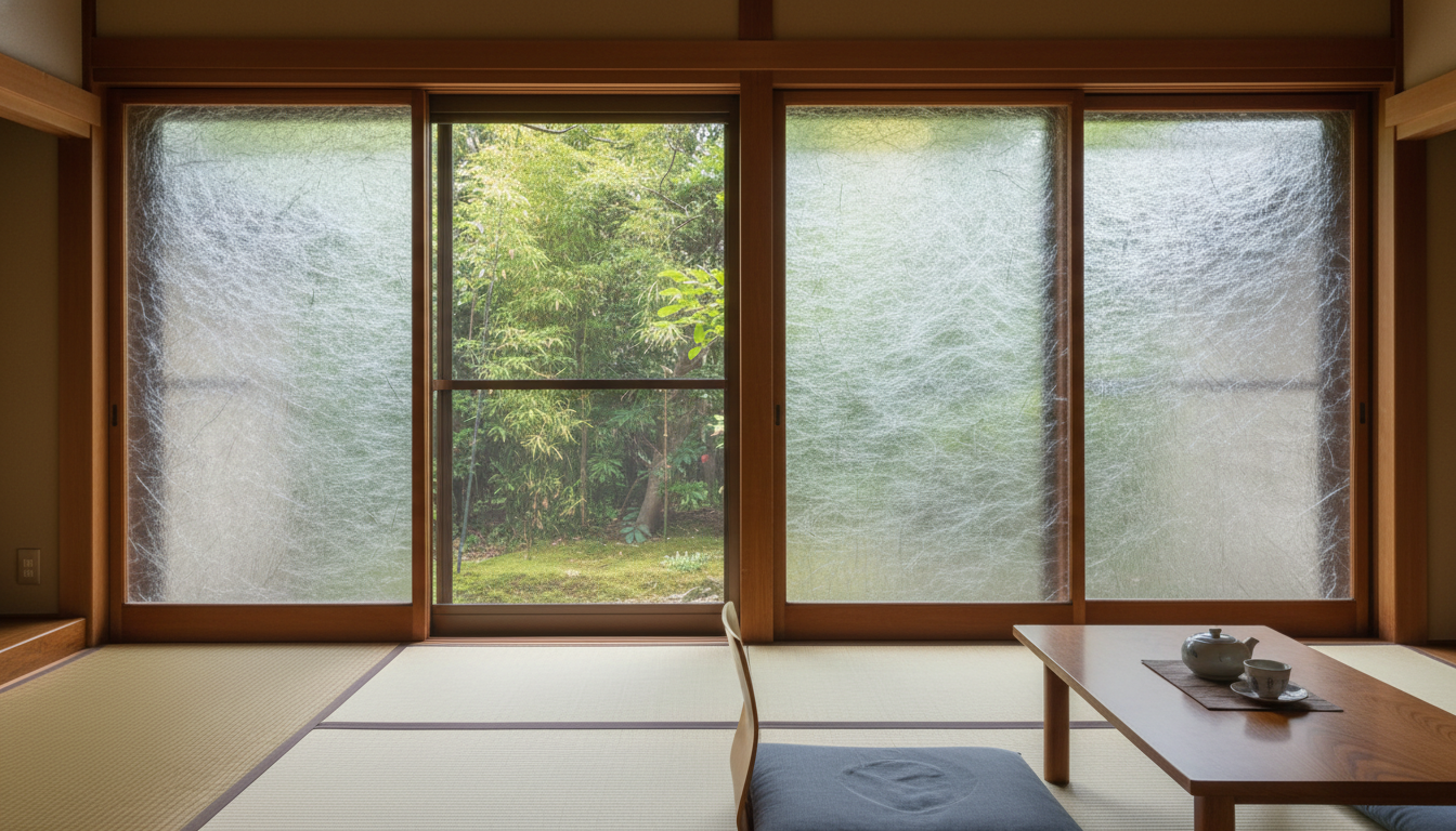 障子の代わりに和紙調ガラスの内窓を設置するのがおすすめです