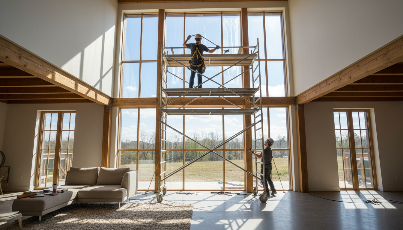 吹き抜けの窓断熱工事における足場の必要性と費用対効果